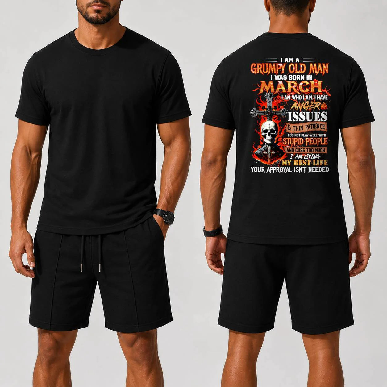 MARCH - I AM A GRUMPY OLD MAN - BIRTHDAY BIRTHDAY CASUAL SUIT FOR MEN - MAN TEE - LUAN03 (SKU2607-235-03) | Waffle casual suit A09-739