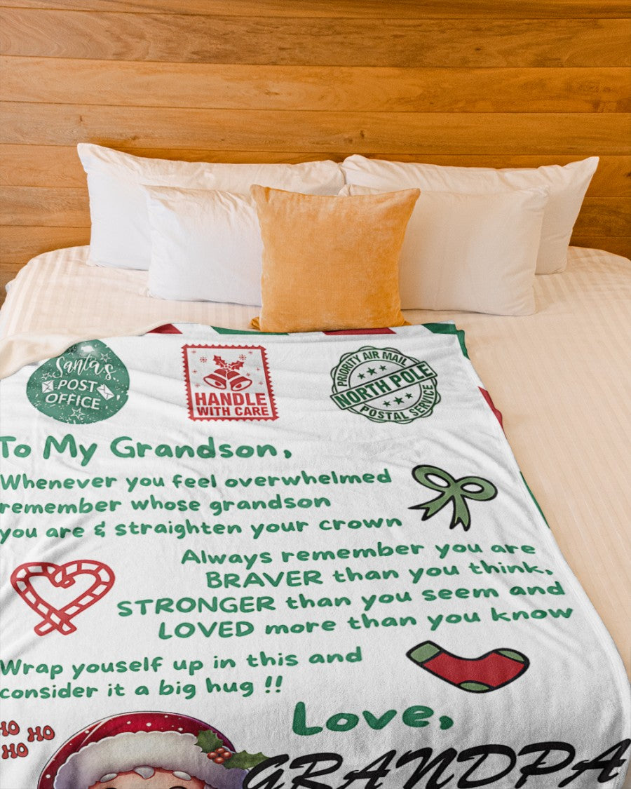 BLANKET FOR GRANDSON – COMFORT & WARMTH GIFT FROM GRANDPA  Sherpa Fleece Quilt Blanket LUAN00 (SKUB10-182)