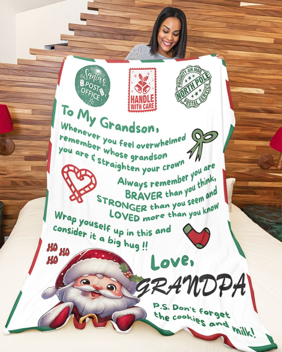 BLANKET FOR GRANDSON – COMFORT & WARMTH GIFT FROM GRANDPA  Sherpa Fleece Quilt Blanket LUAN00 (SKUB10-182)
