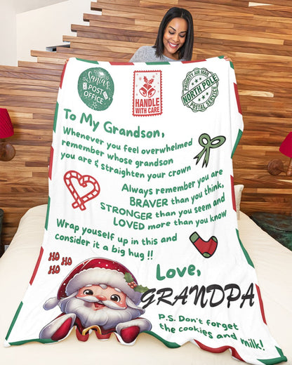 BLANKET FOR GRANDSON – COMFORT & WARMTH GIFT FROM GRANDPA  Sherpa Fleece Quilt Blanket LUAN00 (SKUB10-182)