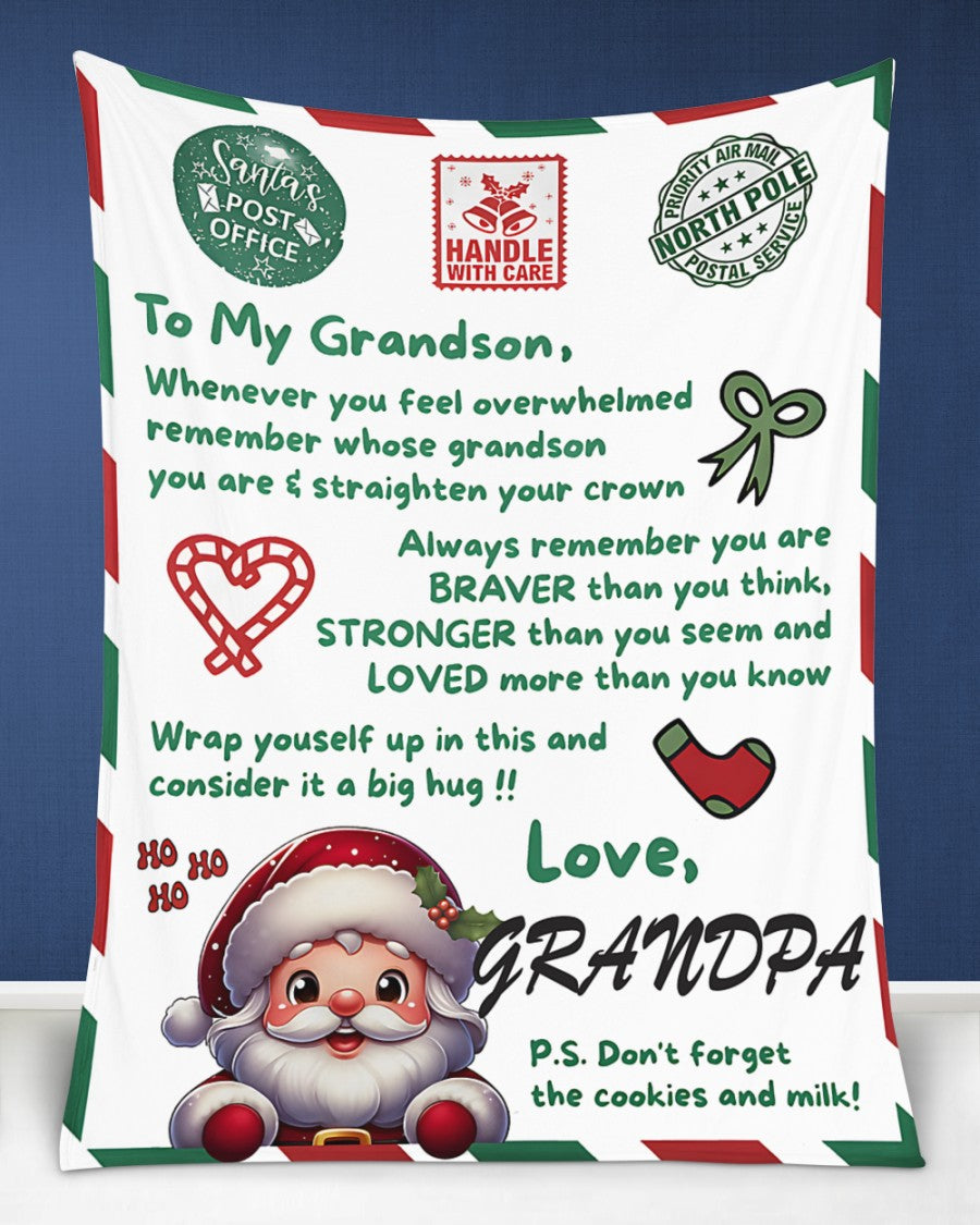 BLANKET FOR GRANDSON – COMFORT & WARMTH GIFT FROM GRANDPA  Sherpa Fleece Quilt Blanket LUAN00 (SKUB10-182)