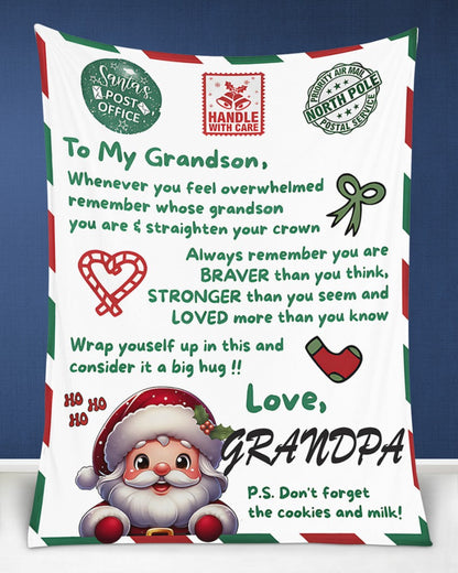 BLANKET FOR GRANDSON – COMFORT & WARMTH GIFT FROM GRANDPA  Sherpa Fleece Quilt Blanket LUAN00 (SKUB10-182)