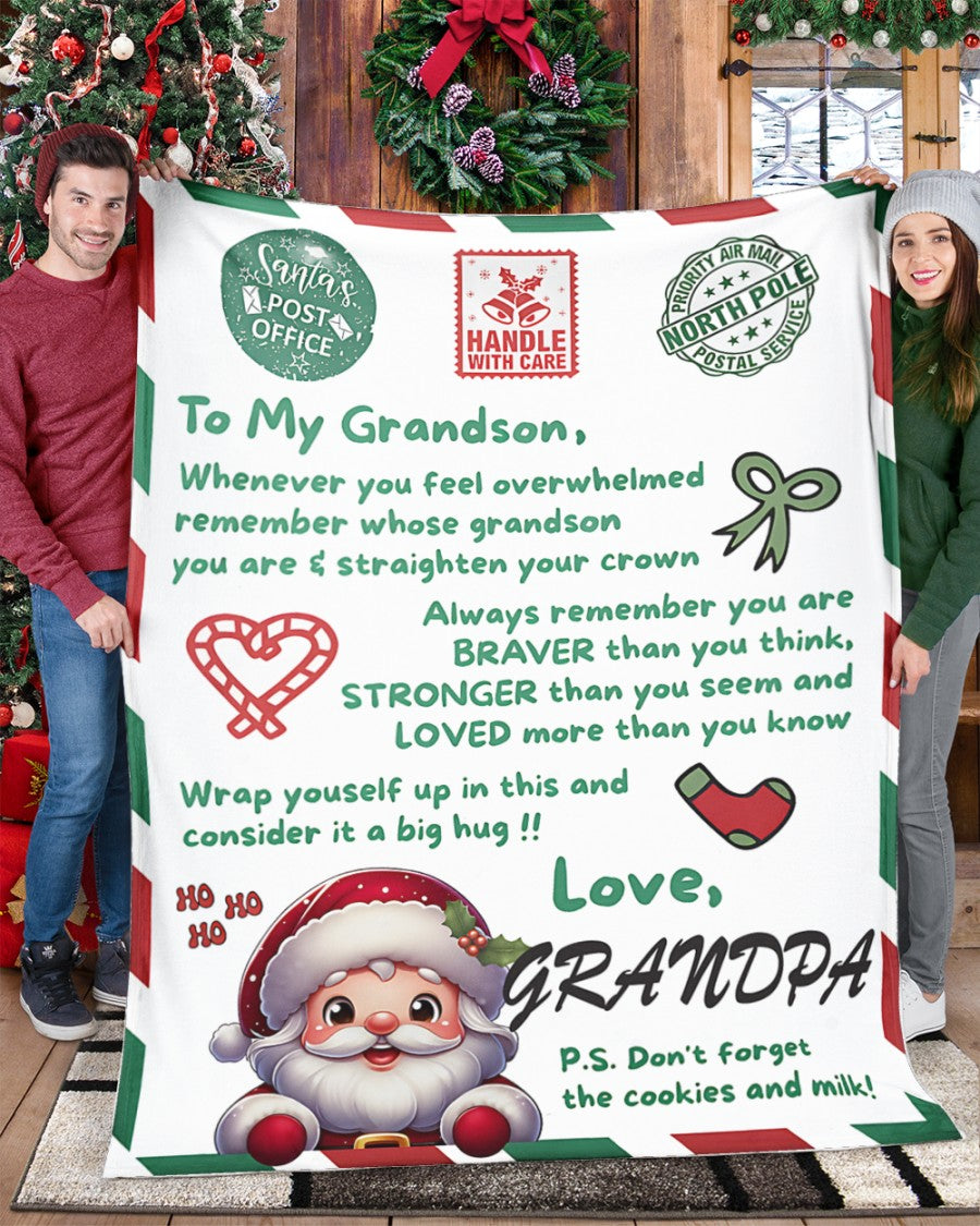 BLANKET FOR GRANDSON – COMFORT & WARMTH GIFT FROM GRANDPA  Sherpa Fleece Quilt Blanket LUAN00 (SKUB10-182)