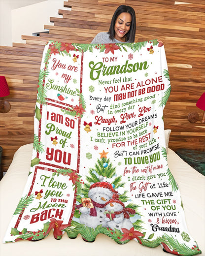 BLANKET FOR GRANDSON – COMFORT & WARMTH CHRISTMAS GIFT FROM GRANDMA  Sherpa Fleece Quilt Blanket LUAN00 (SKUB10-183)