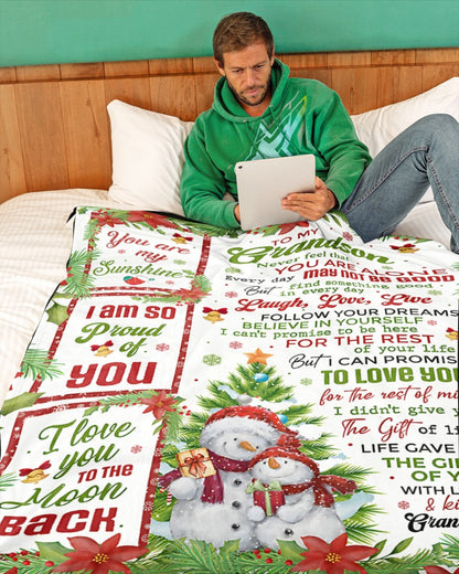 BLANKET FOR GRANDSON – COMFORT & WARMTH CHRISTMAS GIFT FROM GRANDMA  Sherpa Fleece Quilt Blanket LUAN00 (SKUB10-183)