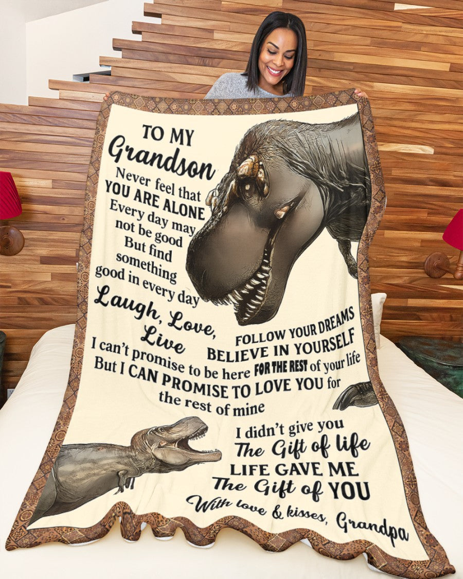 BLANKET FOR GRANDSON – COMFORT & WARMTH GIFT FROM GRANDPA  Sherpa Fleece Quilt Blanket LUAN00 (SKUB-BLK-GPKL)