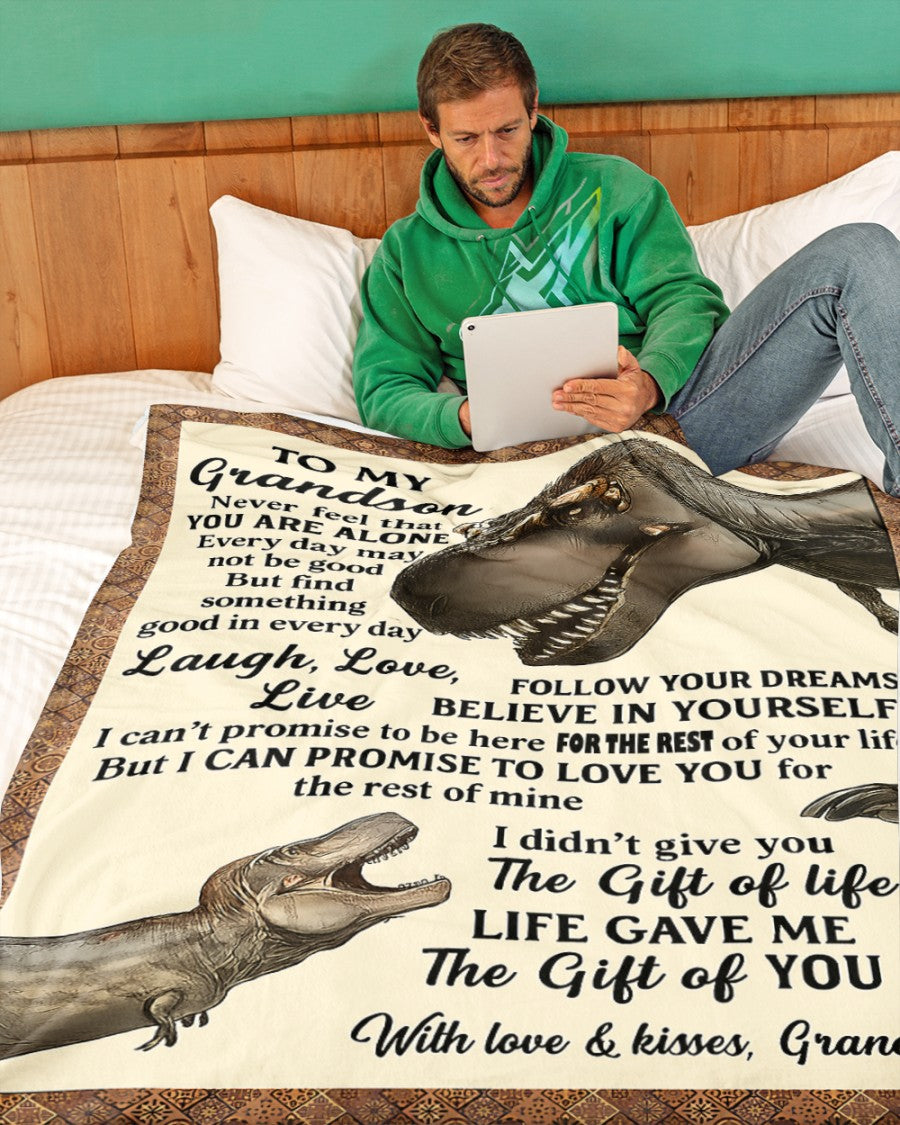 BLANKET FOR GRANDSON – COMFORT & WARMTH GIFT FROM GRANDPA  Sherpa Fleece Quilt Blanket LUAN00 (SKUB-BLK-GPKL)