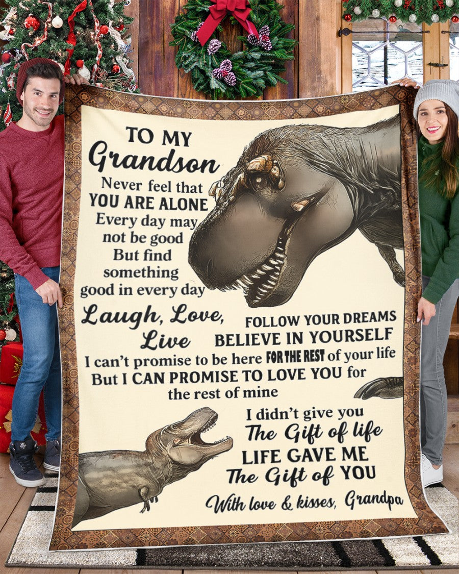 BLANKET FOR GRANDSON – COMFORT & WARMTH GIFT FROM GRANDPA  Sherpa Fleece Quilt Blanket LUAN00 (SKUB-BLK-GPKL)