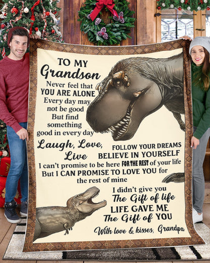 BLANKET FOR GRANDSON – COMFORT & WARMTH GIFT FROM GRANDPA  Sherpa Fleece Quilt Blanket LUAN00 (SKUB-BLK-GPKL)