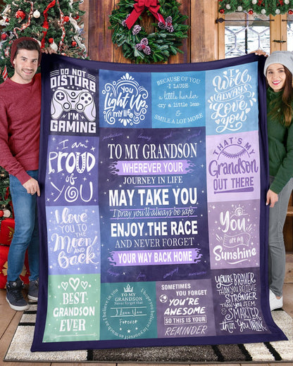 BLANKET FOR GRANDSON – COMFORT & WARMTH GIFT FROM GRANDPARENTS  Sherpa Fleece Quilt Blanket LUAN00 (SKUB11-BLK-02)