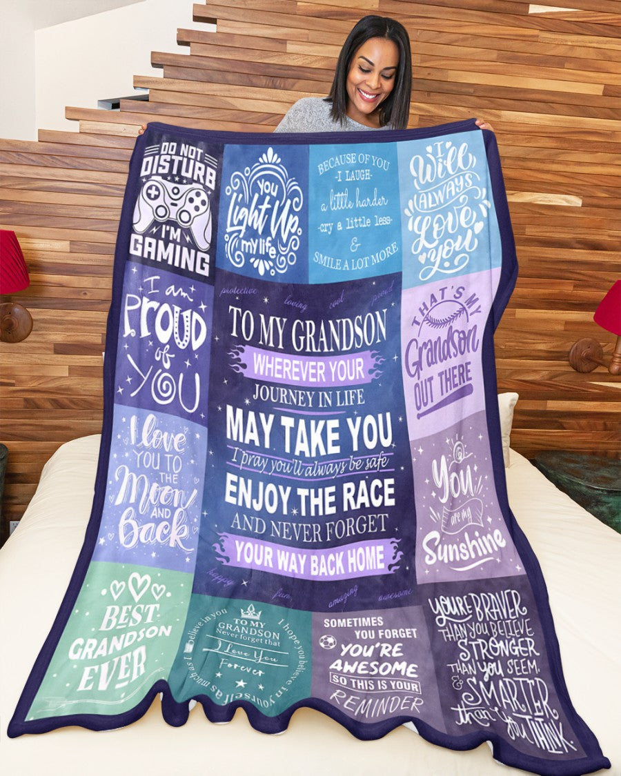 BLANKET FOR GRANDSON – COMFORT & WARMTH GIFT FROM GRANDPARENTS  Sherpa Fleece Quilt Blanket LUAN00 (SKUB11-BLK-02)
