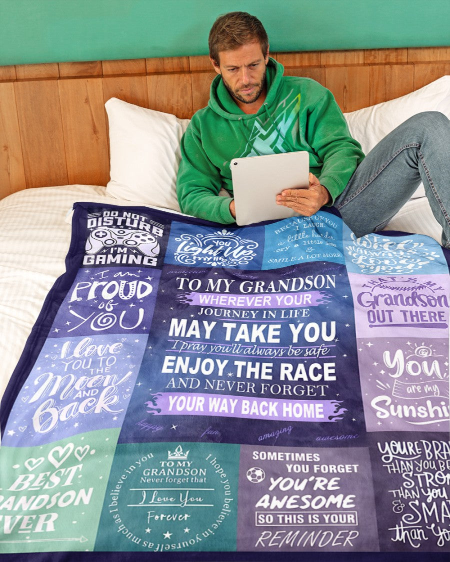 BLANKET FOR GRANDSON – COMFORT & WARMTH GIFT FROM GRANDPARENTS  Sherpa Fleece Quilt Blanket LUAN00 (SKUB11-BLK-02)