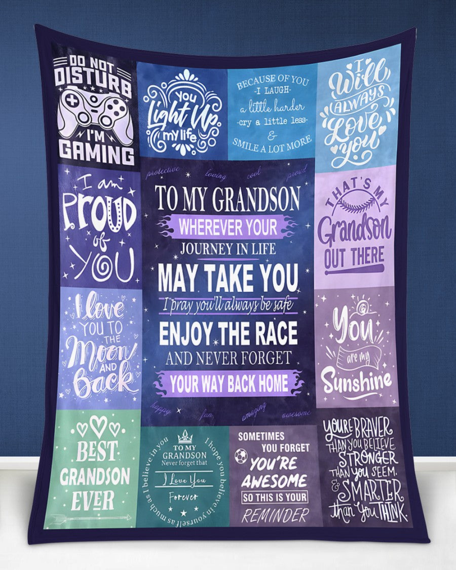 BLANKET FOR GRANDSON – COMFORT & WARMTH GIFT FROM GRANDPARENTS  Sherpa Fleece Quilt Blanket LUAN00 (SKUB11-BLK-02)