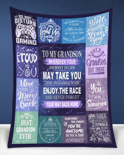 BLANKET FOR GRANDSON – COMFORT & WARMTH GIFT FROM GRANDPARENTS  Sherpa Fleece Quilt Blanket LUAN00 (SKUB11-BLK-02)
