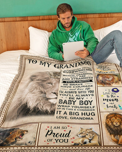 BLANKET FOR GRANDSON – COMFORT & WARMTH GIFT FROM GRANDMA  Sherpa Fleece Quilt Blanket LUAN00 (SKUB12-BLK-02)