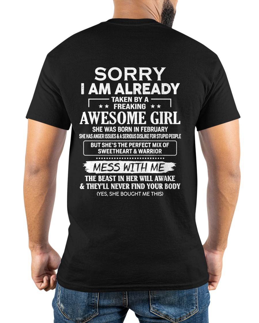 FEBRUARY - TAKEN MAN - FREAKING AWESOME GIRL - SWEETHEART & WARRIOR - PERFECT GIFT FROM WIFE/GIRLFRIEND TO HUSBAND/BOYFRIEND - LUAN02 (SKU2609-279-02)