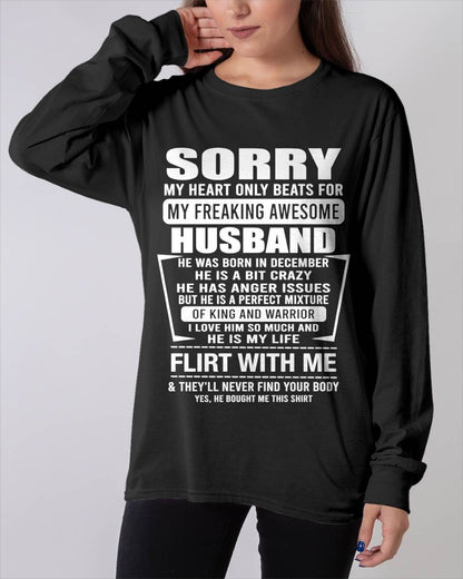 December - My Freaking Awesome Husband T-Shirt – Funny Gift From Husband - LUAN12 (SKU2606-344-12)