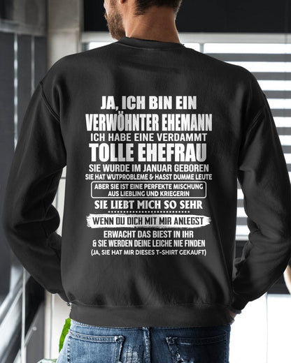JANUAR - VERWÖHNTER EHEMANN - TOLLE EHEFRAU - LIEBLING & KRIEGERIN - PERFEKTES GESCHENK VON DER EHEFRAU AN IHREN EHEMANN - LUAN01 (SKU2609-74-01)