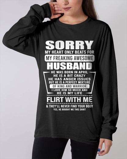 April - My Freaking Awesome Husband T-Shirt – Funny Gift From Husband - LUAN04 (SKU2606-344-04)