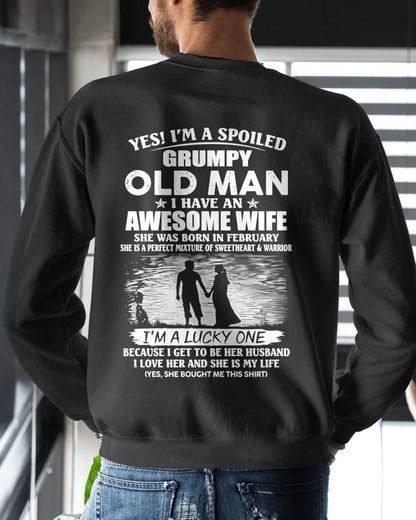 FEBRUARY - SPOILED GRUMPY OLD MAN - AWESOME WIFE - SWEETHEART & WARRIOR - PERFECT GIFT FROM WIFE TO HUSBAND - LUAN02 (SKU2609-143-02)