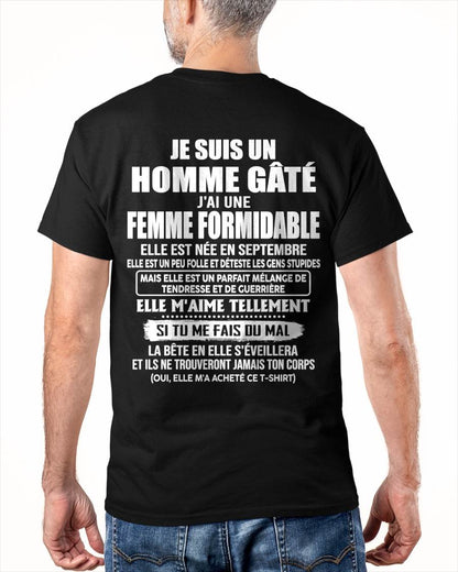 SEPTEMBRE - HOMME GÂTÉ - FEMME FORMIDABLE - TENDRESSE & GUERRIÈRE - CADEAU PARFAIT DE LA FEMME À SON MARI - LUAN09 (SKU2609-73-09)