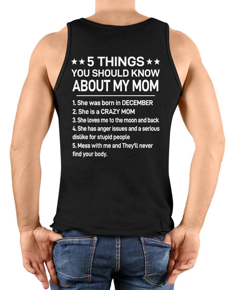 DECEMBER - 5 THINGS YOU SHOULD KNOW ABOUT MY MOM - CRAZY MOM - LOVES ME TO THE MOON & BACK - PERFECT GIFT FROM MOM - LUAN12 (SKU2610-181-12)