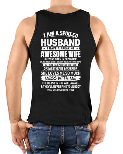 DECEMBER - SPOILED HUSBAND - FREAKING AWESOME WIFE - SWEETHEART & WARRIOR - PERFECT GIFT FROM WIFE TO HUSBAND - LUAN12 (SKU2608-573-12)