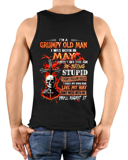 MAY - GRUMPY OLD MAN - DON'T FOLLOW RULES - LIVE MY WAY - T-SHIRT FOR MEN - LUAN05 (SKU2609-109-05)