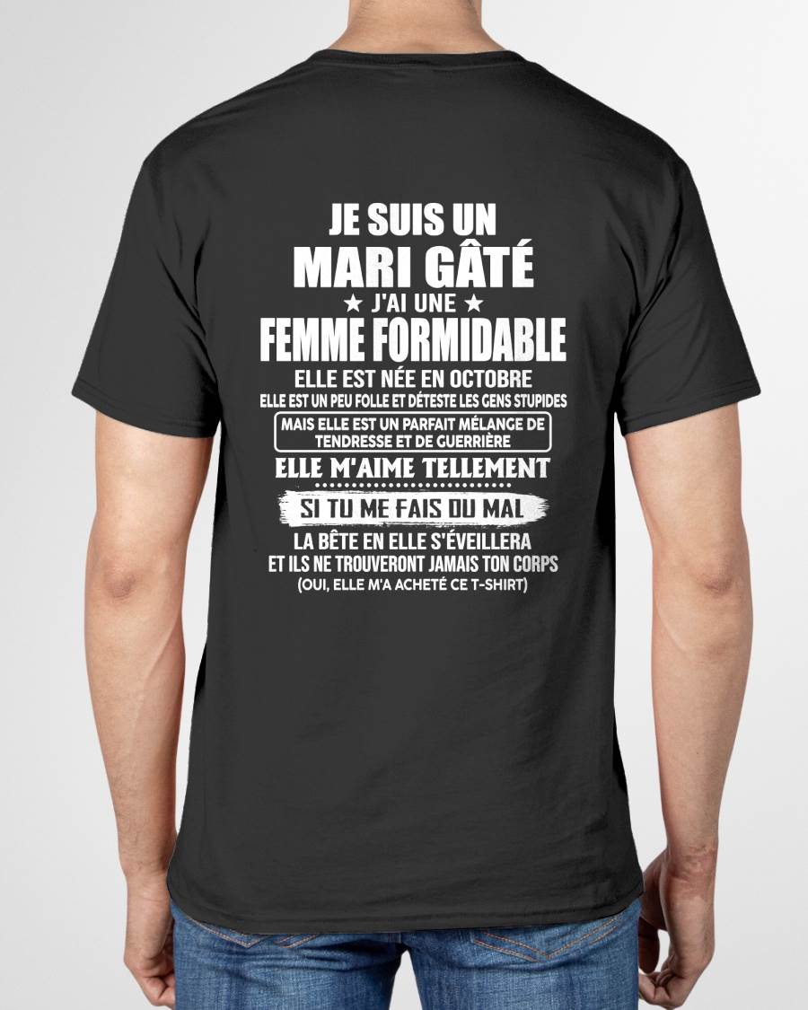 OCTOBRE - MARI GÂTÉ - FEMME FORMIDABLE - UN PEU FOLLE - TENDRESSE & GUERRIÈRE - CADEAU PARFAIT DE LA FEMME À SON MARI - LUAN10 (SKU2609-207-10)