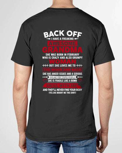 February - My Freaking Awesome Grandma T-Shirt – Funny Gift From Grandma- LUAN02 (SKU2606-373-02)