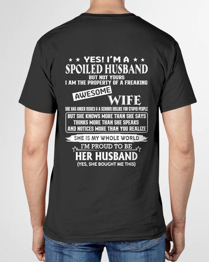 SPOILED HUSBAND - FREAKING AWESOME WIFE - PERFECT GIFT FROM WIFE TO HUSBAND - LUAN00 (SKU2608-598-00)