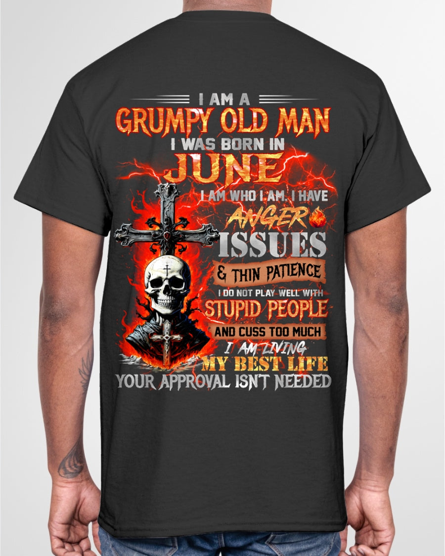JUNE - GRUMPY OLD MAN T-SHIRT - FUNNY SKULL ANGER ISSUES TEE - PERFECT GIFT FOR MEN luan06 / male (SKU12-319-06)