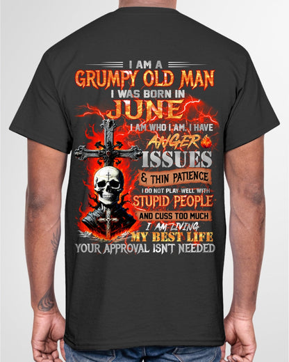 JUNE - GRUMPY OLD MAN T-SHIRT - FUNNY SKULL ANGER ISSUES TEE - PERFECT GIFT FOR MEN luan06 / male (SKU12-319-06)