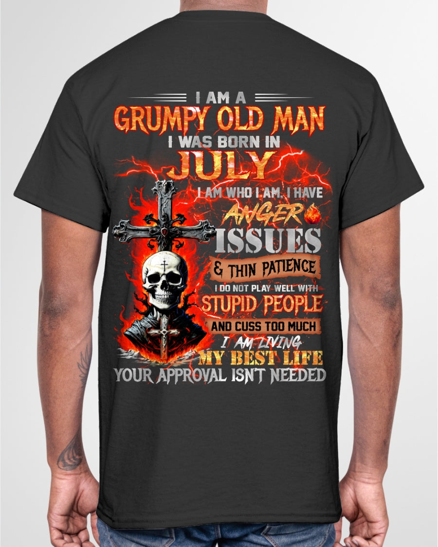 JULY - GRUMPY OLD MAN T-SHIRT - FUNNY SKULL ANGER ISSUES TEE - PERFECT GIFT FOR MEN luan07 / male (SKU12-319-07)