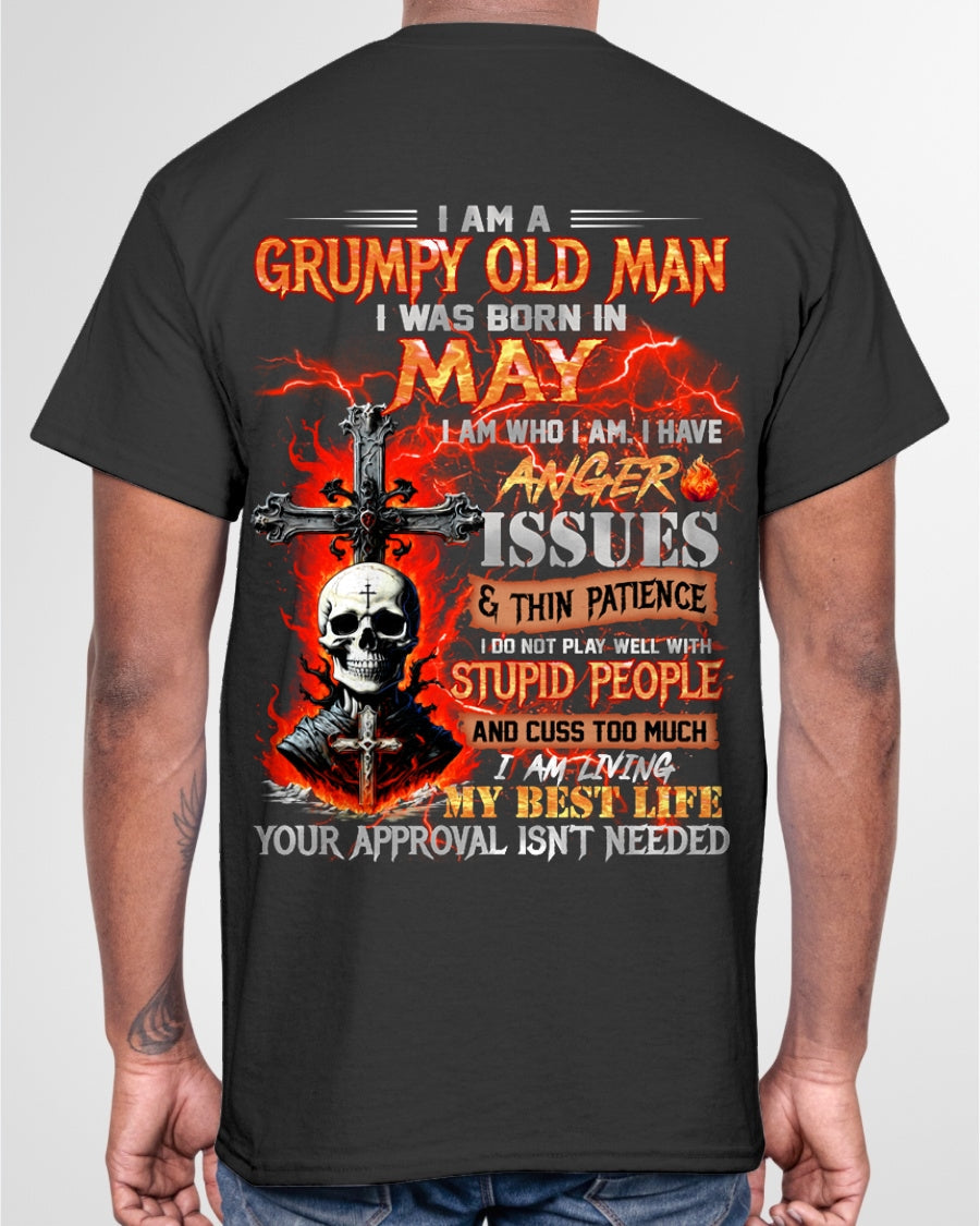 MAY - GRUMPY OLD MAN T-SHIRT - FUNNY SKULL ANGER ISSUES TEE - PERFECT GIFT FOR MEN luan05 / male (SKU12-319-05)