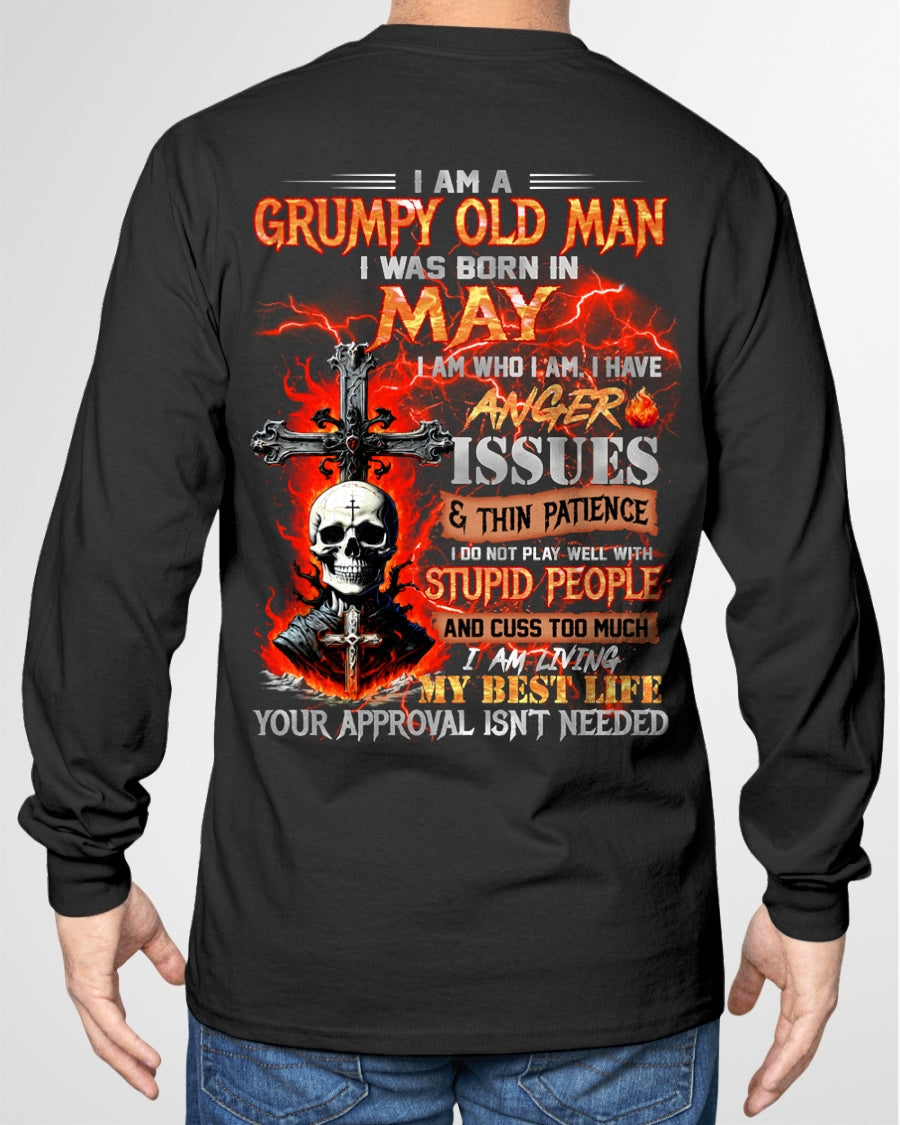 MAY - GRUMPY OLD MAN T-SHIRT - FUNNY SKULL ANGER ISSUES TEE - PERFECT GIFT FOR MEN luan05 / male (SKU12-319-05)