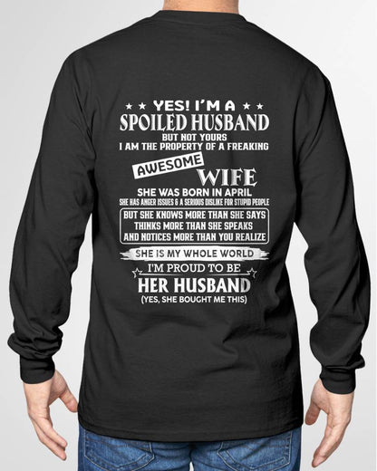 APRIL - SPOILED HUSBAND - FREAKING AWESOME WIFE - PERFECT GIFT FROM WIFE TO HUSBAND - LUAN04 (SKU2608-598-04)