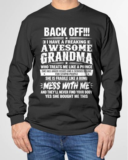 AWESOME GRANDMA T-SHIRT - TREATS ME LIKE A PRINCE - PERFECT GIFT FROM GRANDMA TO GRANDSON - LUAN00 (SKU2608-501-00)