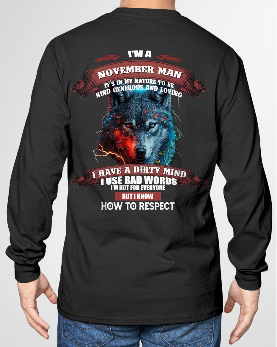 NOVEMBER - KNOW HOW TO RESPECT - BIRTHDAY T-SHIRT FOR MEN - luan11 / male (SKU12-162-11)