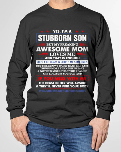 "I HAVE AN AWESOME MOM AND SHE'S  A BIT CRAZY" – T - SHIRT FROM MOM TO SON – LUAN00 (SKU2606-28-00)