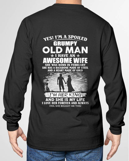 FEBRUARY - SPOILED GRUMPY OLD MAN - AWESOME WIFE - MY KING & MY LIFE - PERFECT GIFT FROM WIFE TO HUSBAND - LUAN02 (SKU2608-643-02)