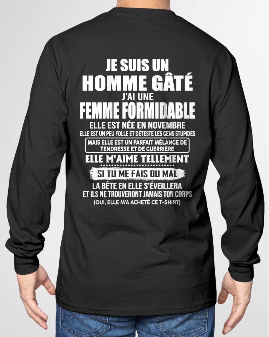 NOVEMBRE - HOMME GÂTÉ - FEMME FORMIDABLE - TENDRESSE & GUERRIÈRE - CADEAU PARFAIT DE LA FEMME À SON MARI - LUAN11 (SKU2609-73-11)