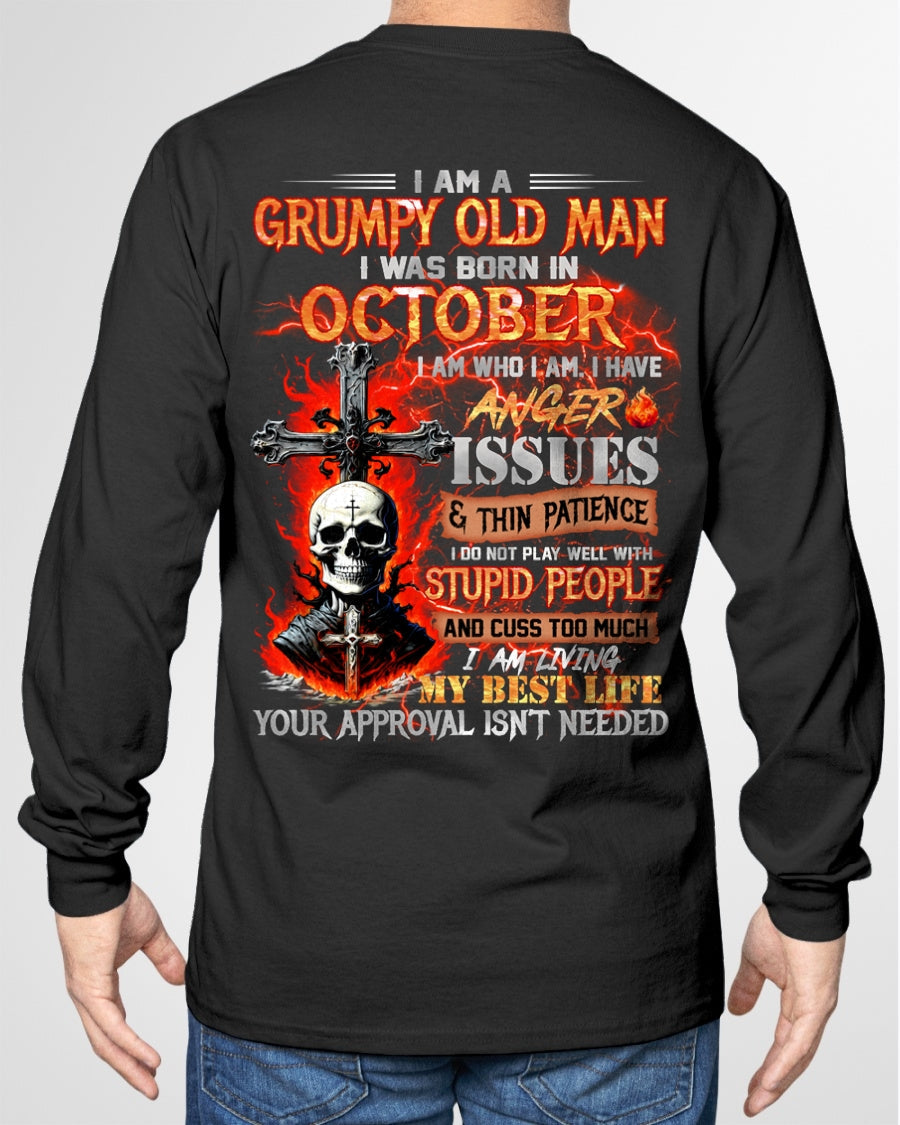 OCTOBER - GRUMPY OLD MAN T-SHIRT - FUNNY SKULL ANGER ISSUES TEE - PERFECT GIFT FOR MEN luan10 / male (SKU12-319-10)