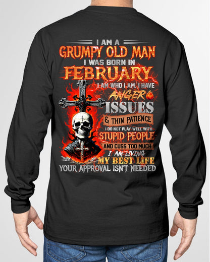 FEBRUARY - GRUMPY OLD MAN T-SHIRT - FUNNY SKULL ANGER ISSUES TEE - PERFECT GIFT FOR MEN luan02 / male (SKU12-319-02)