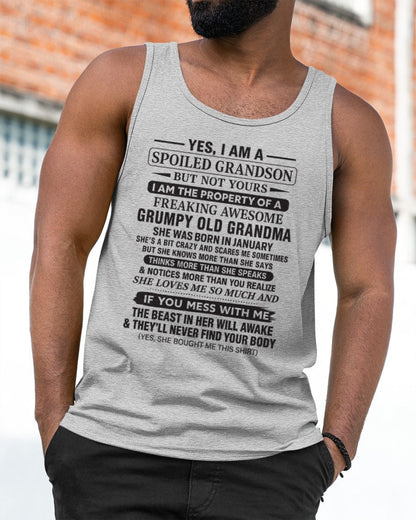 Yes I’m A Stubborn Grandson T-Shirt – Birthday Gift From January Grandma / Woman - luan01 (SKU10-171-01)