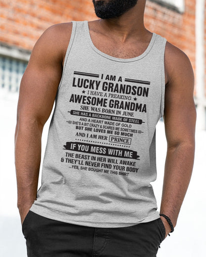 I Am A Lucky Grandson T-Shirt – Birthday Gift From June Grandma / Woman - luan06 (SKU11-29-06)