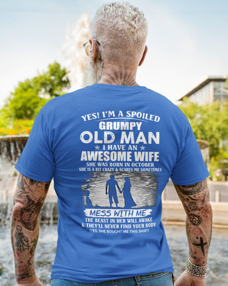 Awesome wife was born October - Gift for boyfriend, Gift for husband from wife - Perfect gift for your husband - LUAN10 (SKU10-79-10)