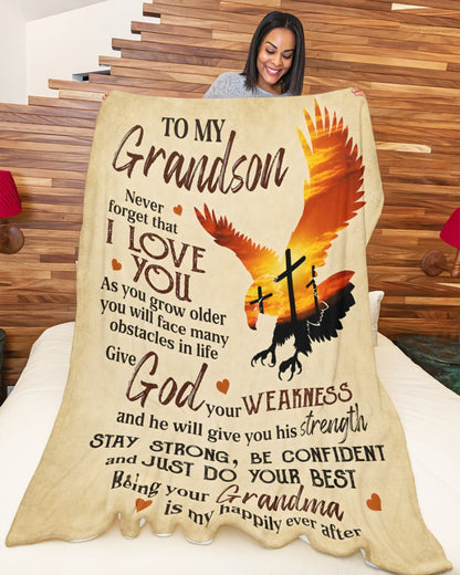 To My Grandson Blanket – Never Forget That I Love You - Christian Gift From Grandma (SKU2606-88)