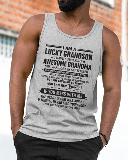 I Am A Lucky Grandson T-Shirt – Birthday Gift From September Grandma / Woman - LUAN09 (SKU11-29-09)