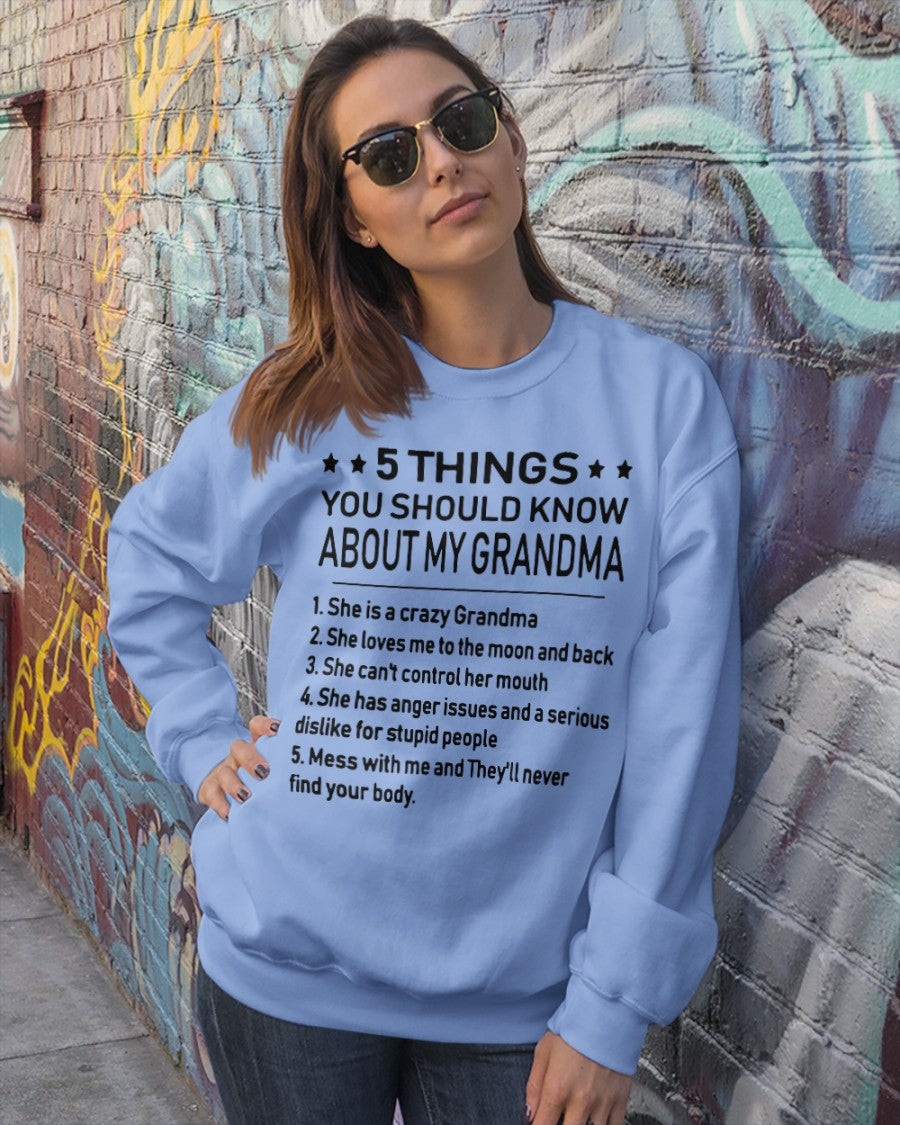 5 THINGS  YOU SHOULD KNOW ABOUT MY GRANDMA - Gift for granddaughter LUAN00 (SKU10-18)